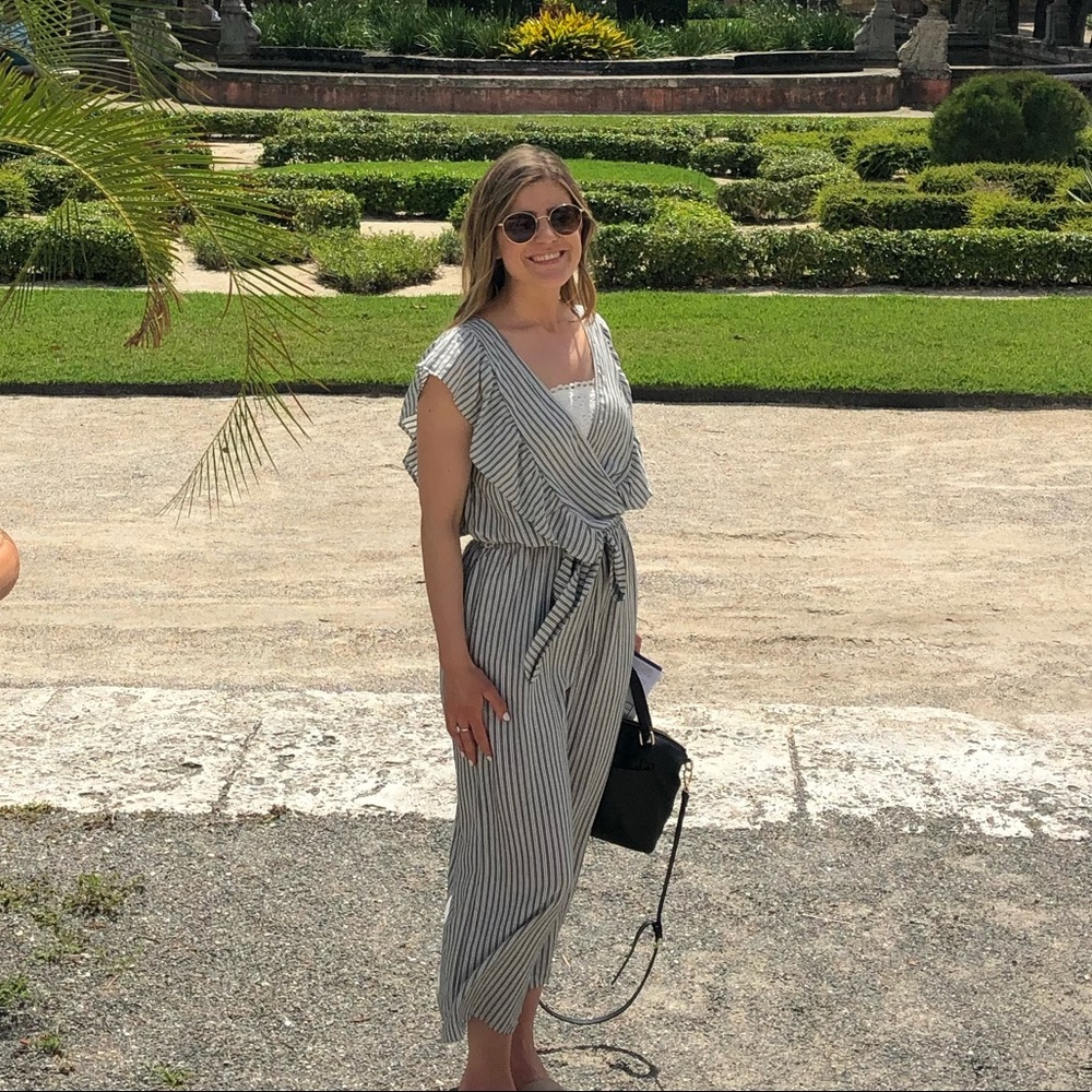 Altar’d State striped grey jumpsuit size S